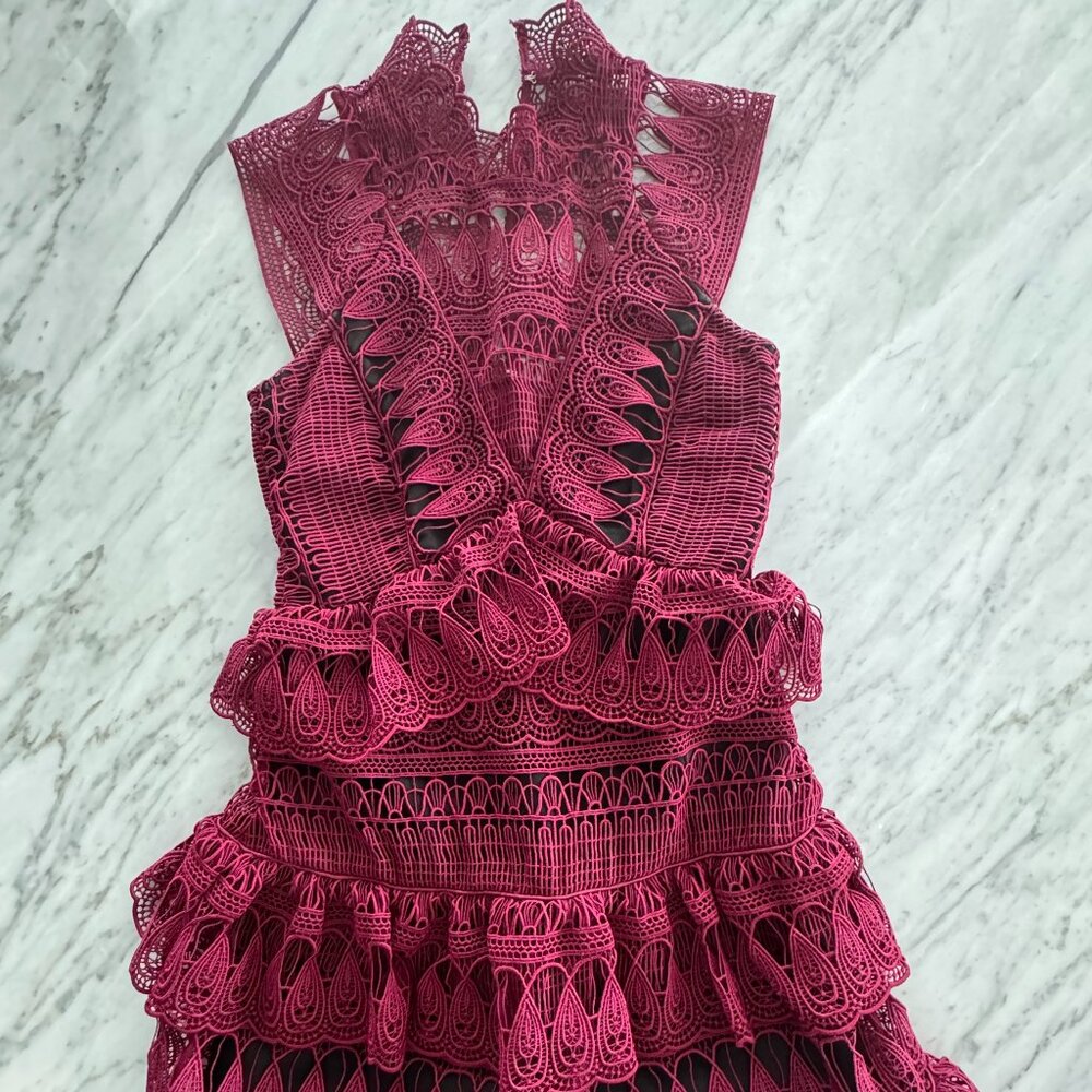 Self-Portrait Burgundy Dress, Size US 0, Like New